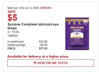 Costco Systane Completed lubricant eye drops offer