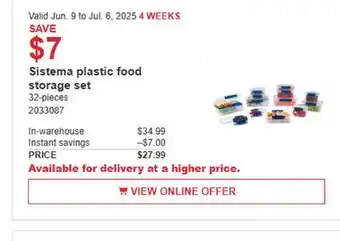 Costco Sistema plastic food storage set offer