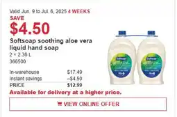 Costco Softsoap soothing aloe vera liquid hand soap offer