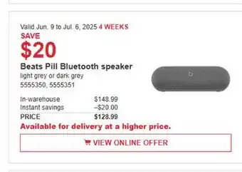 Costco Beats Pill Bluetooth speaker offer