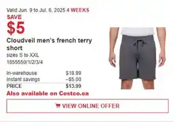 Costco Cloudveil men's french terry short offer