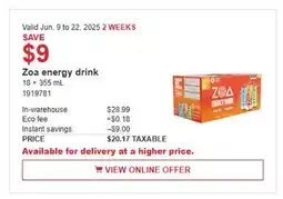 Costco Zoa Energy Drink offer