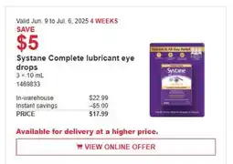 Costco Systane Complete lubricant eye drops offer
