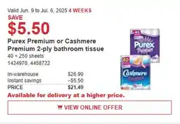 Costco Purex Premium or Cashmere Premium 2-ply bathroom tissue offer