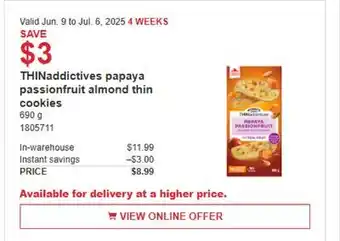 Costco THINaddictives papaya passionfruit almond thin cookies offer
