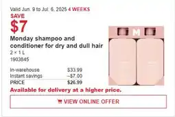 Costco Monday Shampooing and Conditioner for dry and dull hair offer
