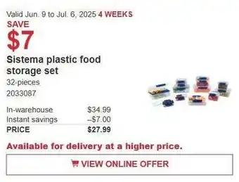 Costco Sistema plastic food storage set offer