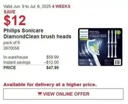 Costco Philips sonicare diamondclean brush heads offer