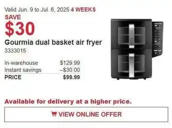 Costco Gourmia dual basket air fryer offer