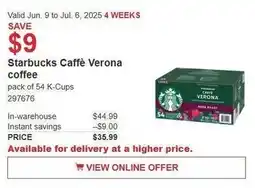 Costco Starbucks caffè verona coffee offer