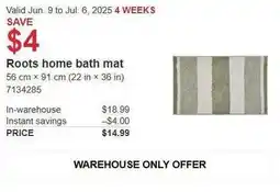 Costco Roots home bath mat offer