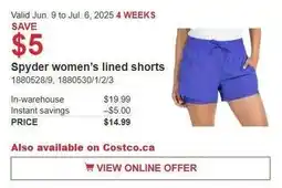 Costco Spyder women's lined shorts offer
