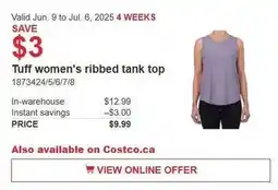 Costco Tuff women's ribbed tank top offer