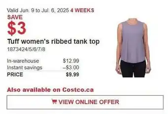 Costco Tuff women's ribbed tank top offer