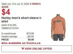 Costco Hurley men's short sleeve t-shirt offer