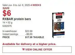 Costco RXBAR protein bars offer