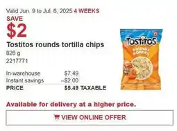Costco Tostitos rounds tortilla chips offer