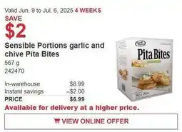 Costco Sensible portions garlic and chive pita bites offer