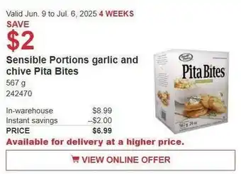 Costco Sensible portions garlic and chive pita bites offer