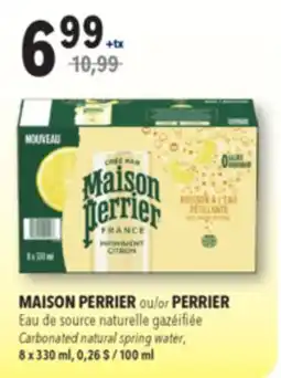 Familiprix MAISON PERRIER Carbonated natural spring water, 8 x 330 ml offer