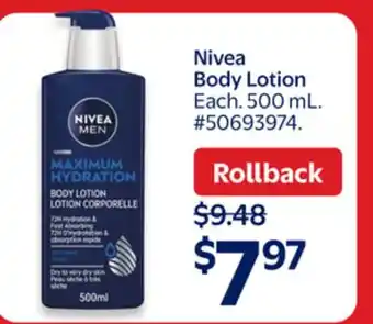 Walmart Nivea Body Lotion offer