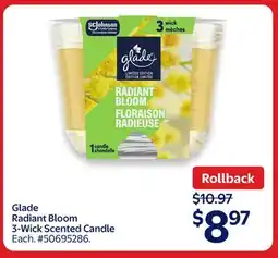 Walmart Glade Radiant Bloom 3-Wick Scented Candle offer