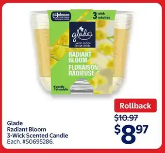 Walmart Glade Radiant Bloom 3-Wick Scented Candle offer