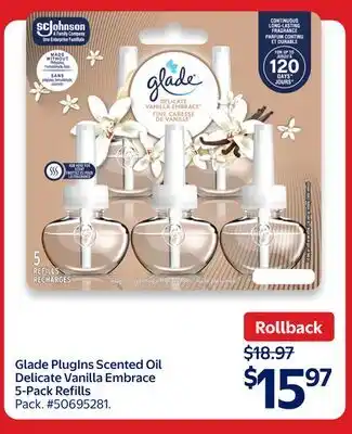 Walmart Glade Plugins Scented Oil Delicate Vanilla Embrace 5-Pack Refills offer