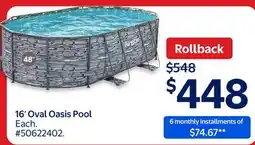 Walmart 16' Oval Oasis Pool offer