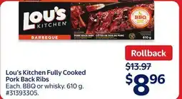 Walmart Lou's Kitchen Fully Cooked Pork Back Ribs offer