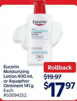 Walmart Eucerin Moisturizing Lotion 400 mL offer