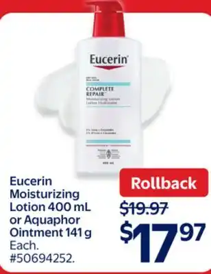 Walmart Eucerin Moisturizing Lotion 400 mL offer
