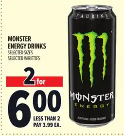 Metro MONSTER ENERGY DRINKS offer