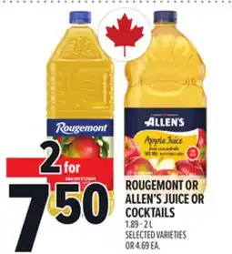 Metro ROUGEMONT OR ALLEN'S JUICE OR COCKTAILS offer