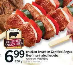 Fortinos CHICKEN BREAST OR CERTIFIED ANGUS BEEF MARINATED KEBOBS, 250 G offer