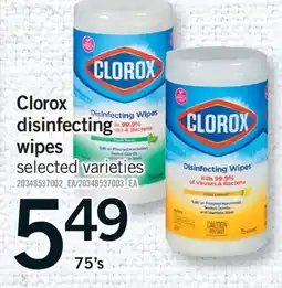 Fortinos CLOROX DISINFECTING WIPES, 75's offer