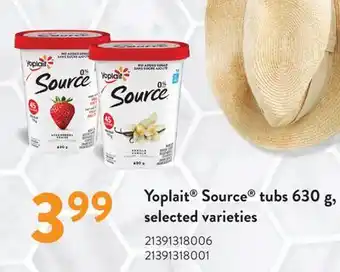 Fortinos YOPLAIT SOURCE TUBS, 630 G offer