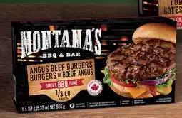 Fortinos MONTANA'S SMOKY BBQ ANGUS BEEF BURGERS, 6 X 151 G offer