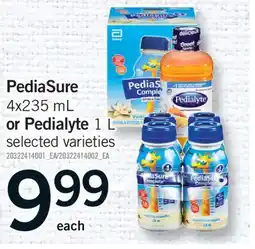Fortinos PEDIASURE, 4X235 ML OR PEDIALYTE, 1 L offer