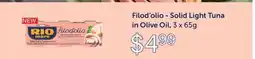 Fortinos FILOD'OLIO - SOLID LIGHT TUNA IN OLIVE OIL, 3 X 65 G offer
