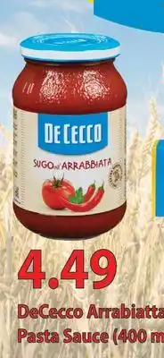 Fortinos DECECCO ARRABIATTA PASTA SAUCE offer