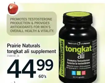 Fortinos PRAIRIE NATURALS TONGKAT ALI SUPPLEMENT, 60'S offer