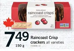 Fortinos RAINCOAST CRISP CRACKERS, 150 G offer