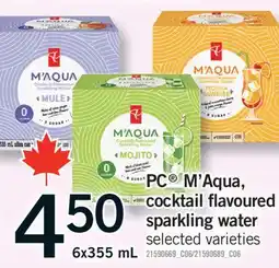Fortinos PC M'AQUA, COCKTAIL FLAVOURED SPARKLING WATER, 6X355 ML offer