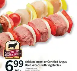 Fortinos CHICKEN BREAST OR CERTIFIED ANGUS BEEF KEBOBS WITH VEGETABLES offer