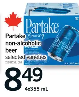Fortinos PARTAKE NON-ALCOHOLIC BEER, 4X355 ML offer