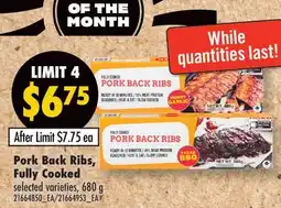 Fortinos PORK BACK RIBS, FULLY COOKED, 680 G offer