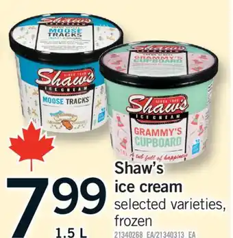 Fortinos SHAW'S ICE CREAM, 1.5 L offer