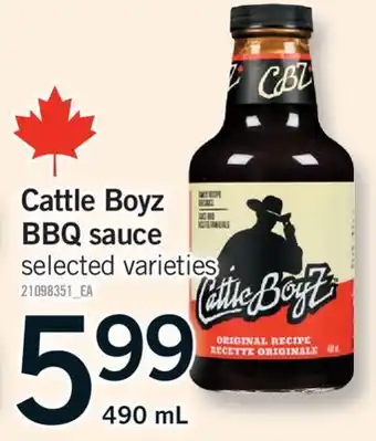 Fortinos CATTLE BOYZ BBQ SAUCE, 490 ML offer