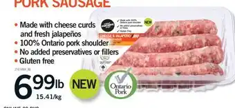 Fortinos CHEESE & JALAPEÑO PORK SAUSAGES offer